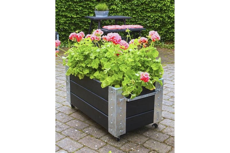 Cubic Blomsterkasse 87x50x45 cm med stålhjørner og hjul - Havemøbler - Øvrigt havetilbehør - Tilbehør udendørs - Havekrukker