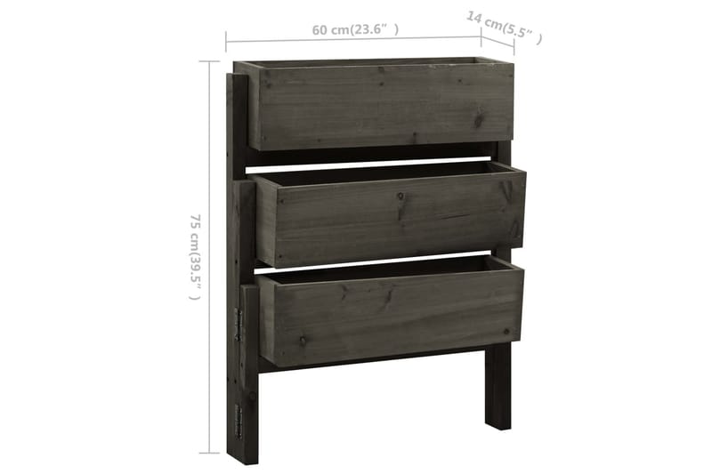 foldbar plantekasse 60x14x75 cm massivt fyrretræ grå - Grå - Havemøbler - Øvrigt havetilbehør - Tilbehør udendørs - Havekrukker
