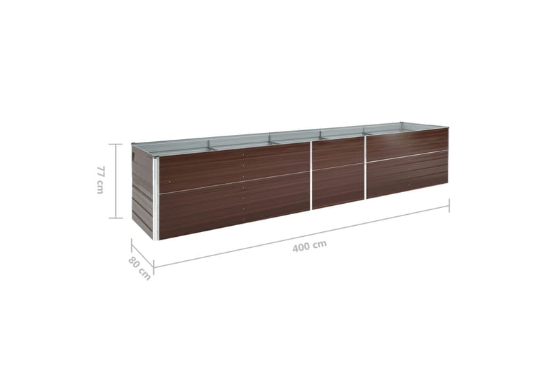 Forhöjet Plantekasse 400X80X77 cm Galvaniseret Stål Brun - Havemøbler - Øvrigt havetilbehør - Tilbehør udendørs - Havekrukker
