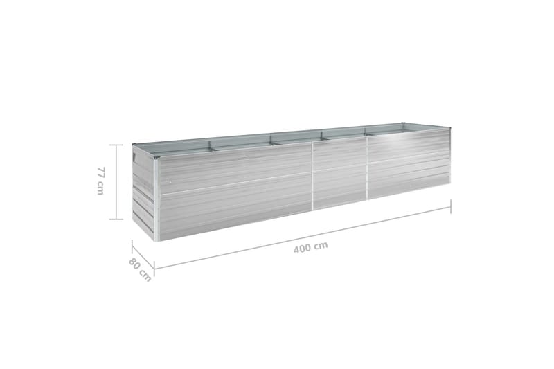 Forhöjet Plantekasse 400X80X77 cm Galvaniseret Stål Grå - Havemøbler - Øvrigt havetilbehør - Tilbehør udendørs - Havekrukker