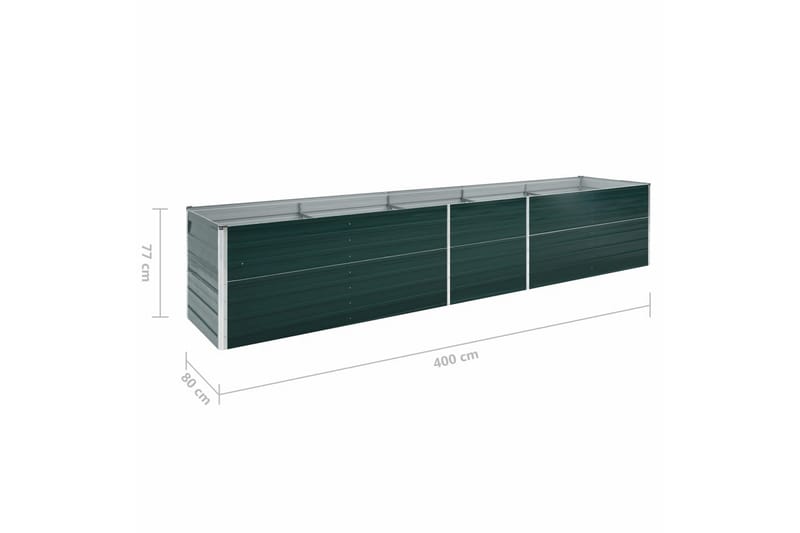 Forhöjet Plantekasse 400X80X77 cm Galvaniseret Stål Grön - Havemøbler - Øvrigt havetilbehør - Tilbehør udendørs - Havekrukker