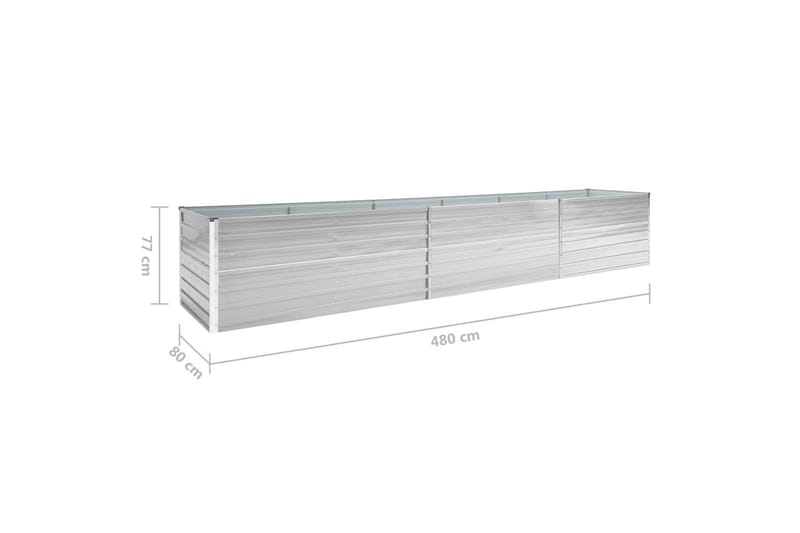Forhöjet Plantekasse 480X80X77 cm Galvaniseret Stål Grå - Havemøbler - Øvrigt havetilbehør - Tilbehør udendørs - Havekrukker