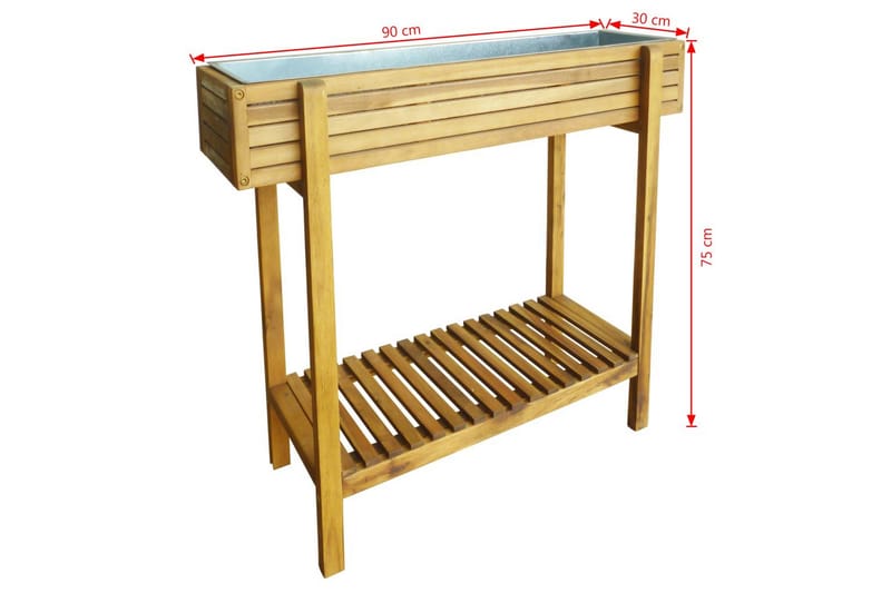 Forhøjet Plantekasse Massivt Akacietræ Og Zink - Brun - Blomsterkasser - Havekrukker