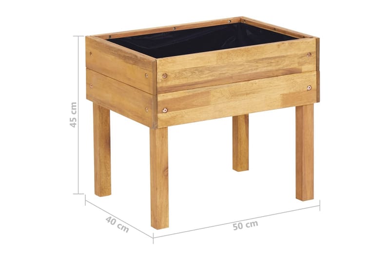 Forhøjet Plantekasse 50 X 40 X 45 cm Massivt Akacietræ - Brun - Havemøbler - Øvrigt havetilbehør - Tilbehør udendørs - Havekrukker