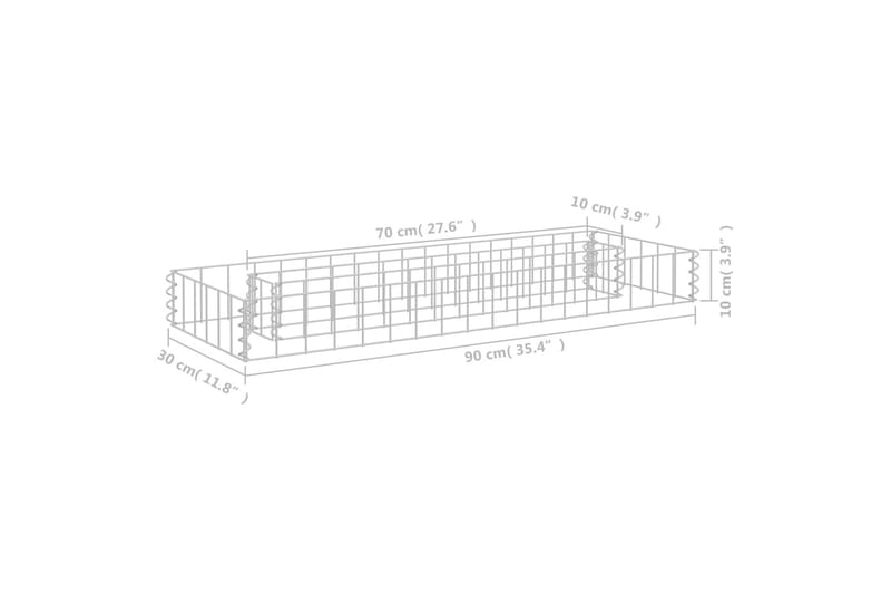 gabion-højbed 90x30x10 cm galvaniseret stål - Sølv - Havemøbler - Øvrigt havetilbehør - Tilbehør udendørs - Havekrukker