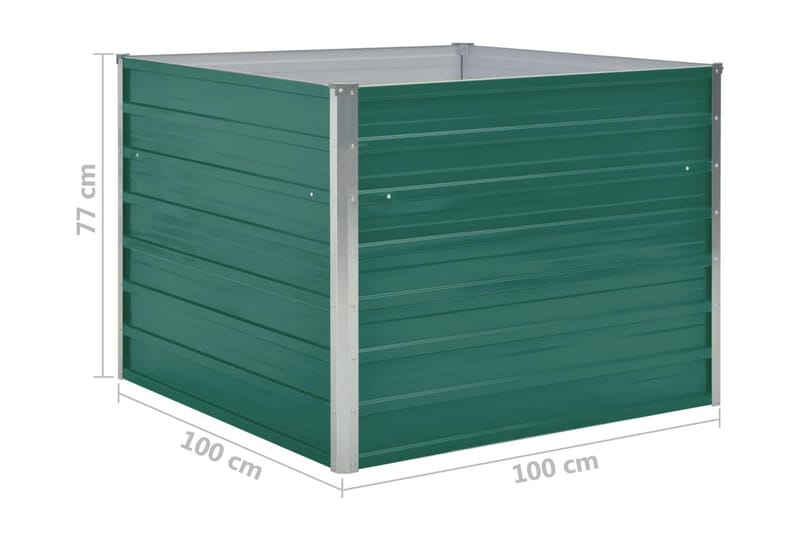Hævet Havekasse 100 X 100 X 77 Galvaniseret Stål Grøn - Grøn - Havemøbler - Øvrigt havetilbehør - Tilbehør udendørs - Havekrukker