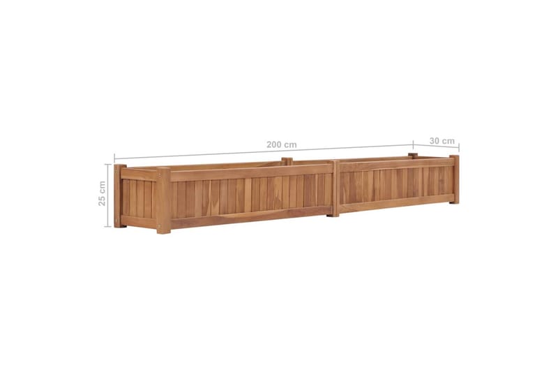 Hævet Plantekasse 200X30X25 cm Massivt Teaktræ - Havemøbler - Øvrigt havetilbehør - Tilbehør udendørs - Havekrukker