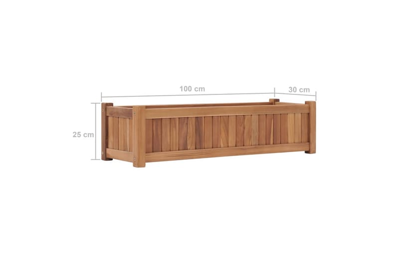 Hævet Plantekasse 100X30X25 cm Massivt Teaktræ - Havemøbler - Øvrigt havetilbehør - Tilbehør udendørs - Havekrukker