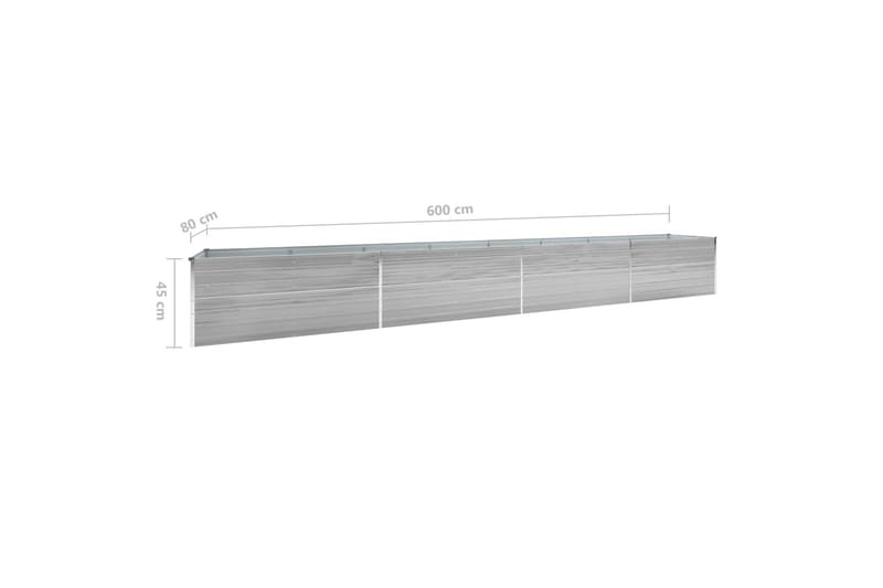 Hævet Plantekasse 600X80X45 cm Galvaniseret Stål Grå - Havemøbler - Øvrigt havetilbehør - Tilbehør udendørs - Havekrukker