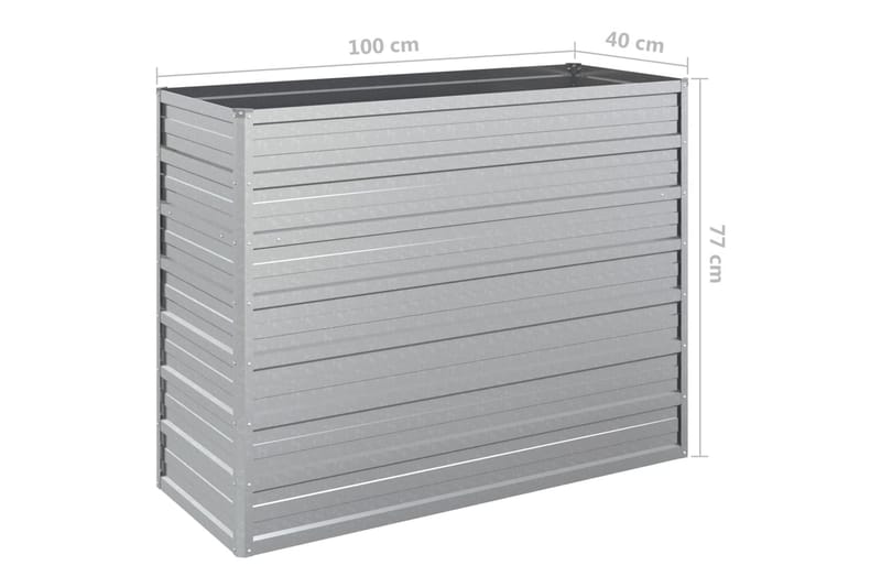 højbed 100x40x77 cm galvaniseret stål sølvfarvet - Sølv - Havemøbler - Øvrigt havetilbehør - Tilbehør udendørs - Havekrukker