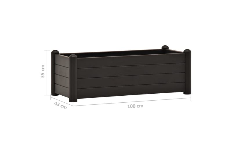højbed 100x43x35 cm PP antracitgrå - Antracit - Havemøbler - Øvrigt havetilbehør - Tilbehør udendørs - Havekrukker