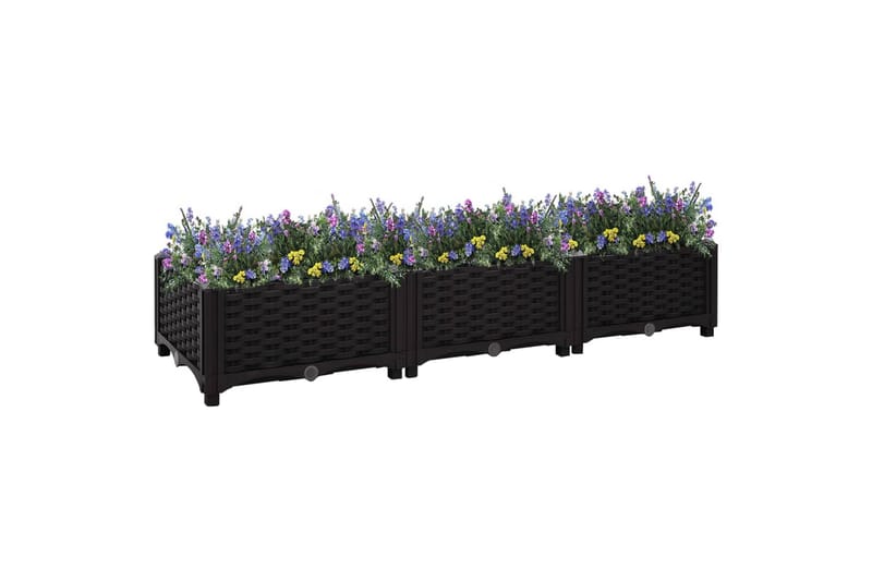 højbed 120x40x23 cm polypropylen - Sort - Havemøbler - Øvrigt havetilbehør - Tilbehør udendørs - Havekrukker