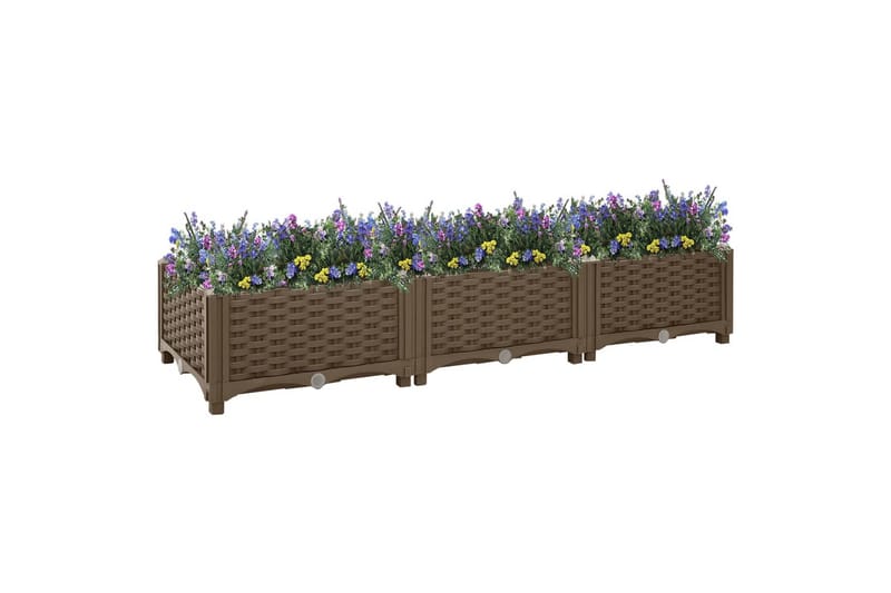 højbed 120x40x23 cm polypropylen - Brun - Blomsterkasser - Havekrukker