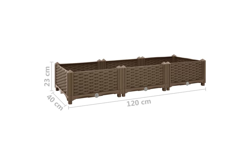 højbed 120x40x23 cm polypropylen - Brun - Havemøbler - Øvrigt havetilbehør - Tilbehør udendørs - Havekrukker