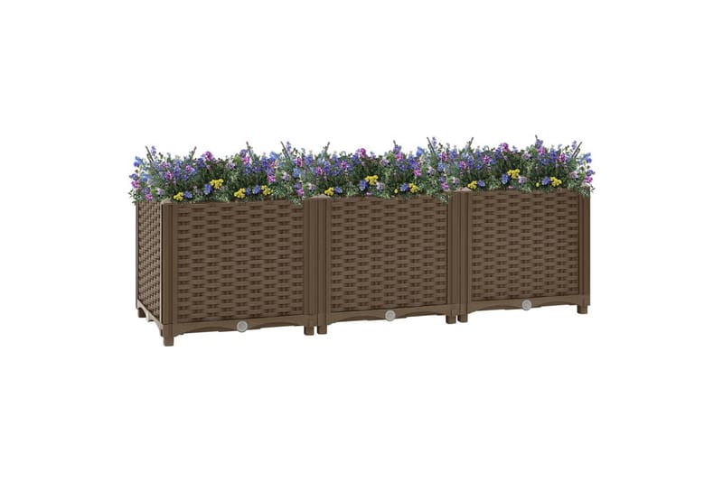 højbed 120x40x38 cm polypropylen - Brun - Havemøbler - Øvrigt havetilbehør - Tilbehør udendørs - Havekrukker