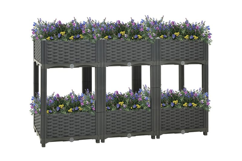 højbed 120x40x71 cm polypropylen - Grå - Blomsterkasser - Havekrukker