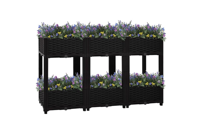 højbed 120x40x71 cm polypropylen - Sort - Havemøbler - Øvrigt havetilbehør - Tilbehør udendørs - Havekrukker