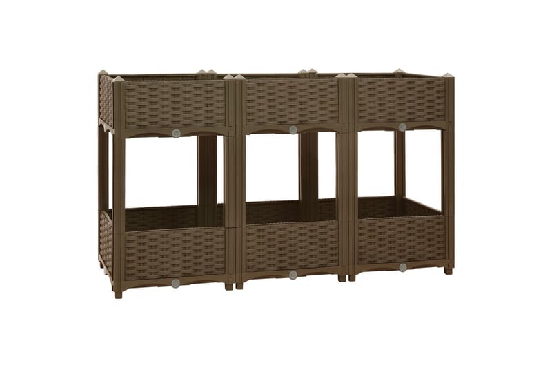 højbed 120x40x71 cm polypropylen - Brun - Havemøbler - Øvrigt havetilbehør - Tilbehør udendørs - Havekrukker