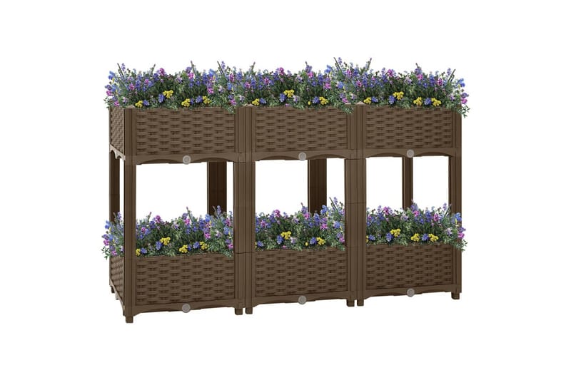 højbed 120x40x71 cm polypropylen - Brun - Havemøbler - Øvrigt havetilbehør - Tilbehør udendørs - Havekrukker