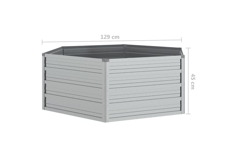 højbed 129x45 cm galvaniseret stål sølvfarvet - Sølv - Havemøbler - Øvrigt havetilbehør - Tilbehør udendørs - Havekrukker