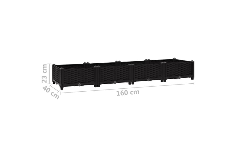 højbed 160x40x23 cm polypropylen - Sort - Havemøbler - Øvrigt havetilbehør - Tilbehør udendørs - Havekrukker