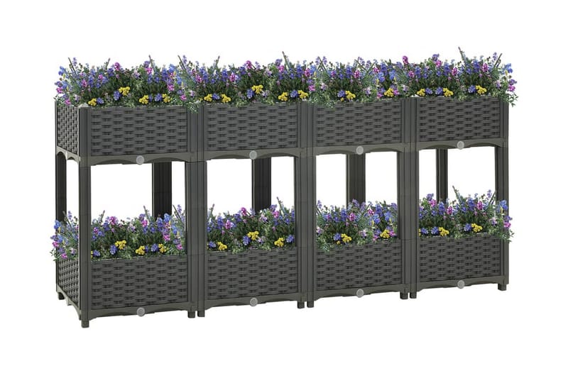 højbed 160x40x71 cm polypropylen - Grå - Havemøbler - Øvrigt havetilbehør - Tilbehør udendørs - Havekrukker