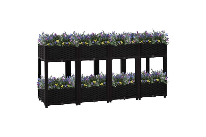 højbed 160x40x71 cm polypropylen - Sort - Havemøbler - Øvrigt havetilbehør - Tilbehør udendørs - Havekrukker