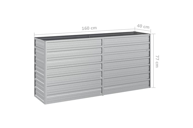 højbed 160x40x77 cm galvaniseret stål sølvfarvet - Sølv - Havemøbler - Øvrigt havetilbehør - Tilbehør udendørs - Havekrukker