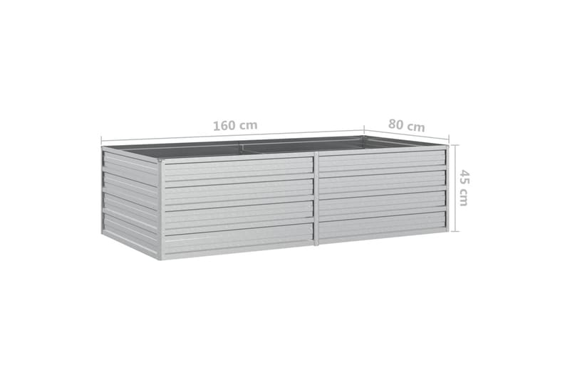 højbed 160x80x45 cm galvaniseret stål sølvfarvet - Sølv - Havemøbler - Øvrigt havetilbehør - Tilbehør udendørs - Havekrukker