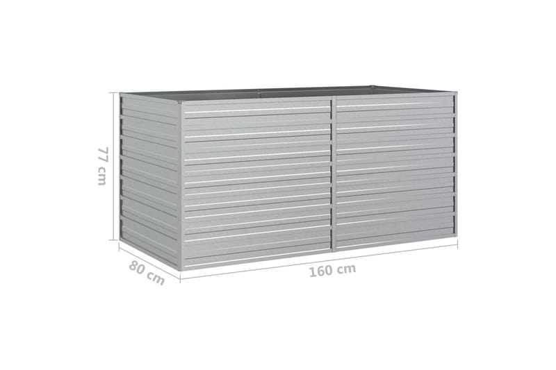 højbed 160x80x77 cm galvaniseret stål sølvfarvet - Sølv - Havemøbler - Øvrigt havetilbehør - Tilbehør udendørs - Havekrukker
