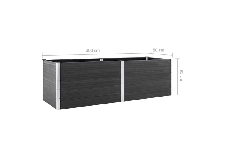 højbed 200x50x91 cm WPC grå - Grå - Havemøbler - Øvrigt havetilbehør - Tilbehør udendørs - Havekrukker