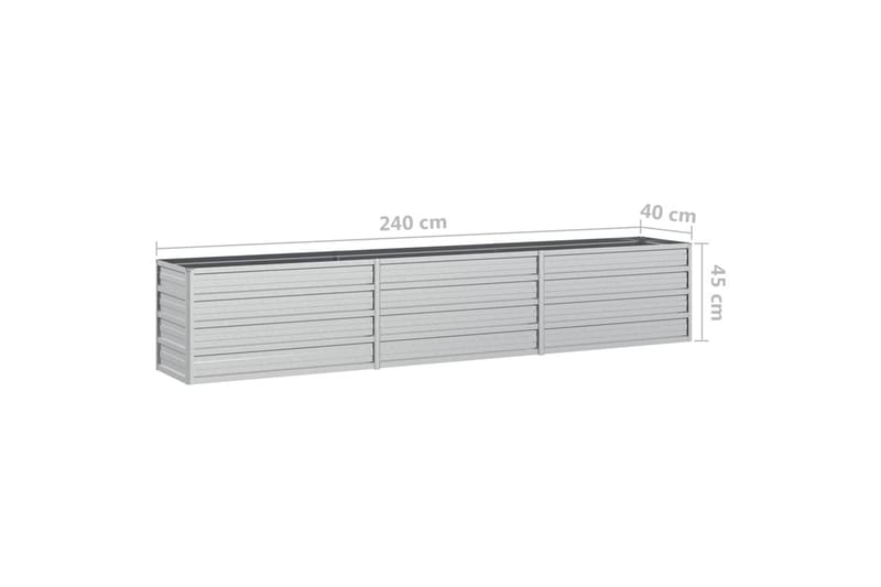højbed 240x40x45 cm galvaniseret stål sølvfarvet - Sølv - Havemøbler - Øvrigt havetilbehør - Tilbehør udendørs - Havekrukker