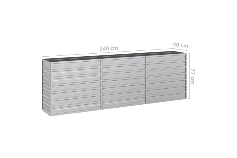 højbed 240x40x77 cm galvaniseret stål sølvfarvet - Sølv - Havemøbler - Øvrigt havetilbehør - Tilbehør udendørs - Havekrukker
