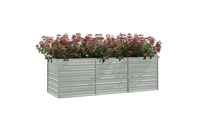 højbed 240x80x77 cm galvaniseret stål sølvfarvet - Sølv - Havemøbler - Øvrigt havetilbehør - Tilbehør udendørs - Havekrukker
