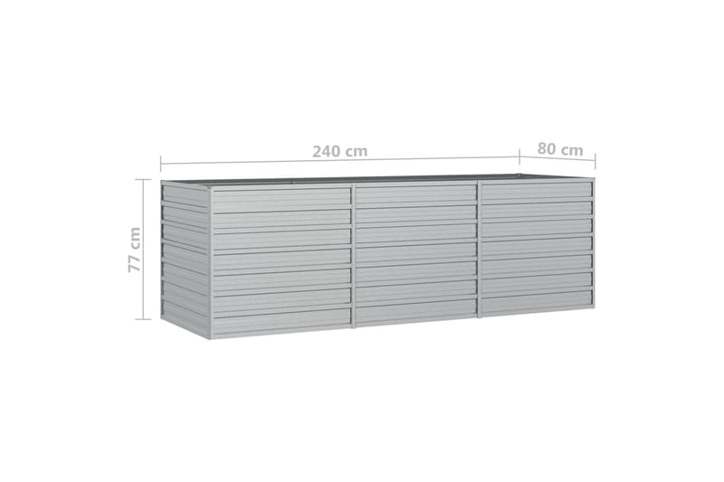 højbed 240x80x77 cm galvaniseret stål sølvfarvet - Sølv - Havemøbler - Øvrigt havetilbehør - Tilbehør udendørs - Havekrukker