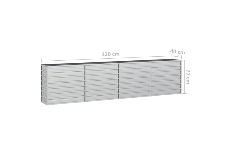 højbed 320x40x77 cm galvaniseret stål sølvfarvet - Sølv - Havemøbler - Øvrigt havetilbehør - Tilbehør udendørs - Havekrukker