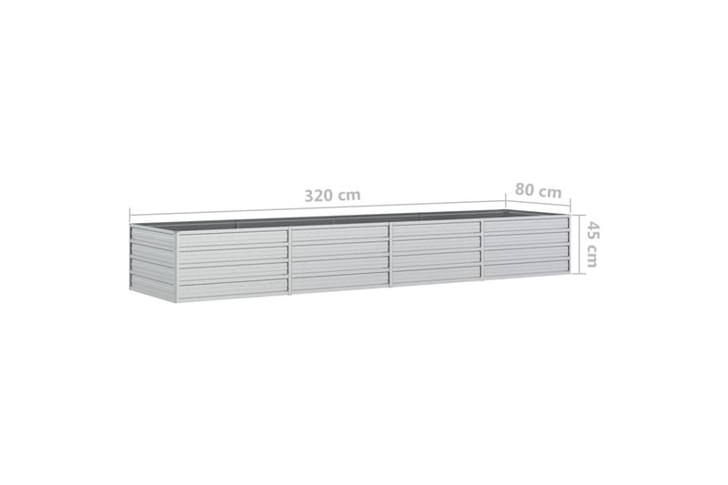 højbed 320x80x45 cm galvaniseret stål sølvfarvet - Sølv - Havemøbler - Øvrigt havetilbehør - Tilbehør udendørs - Havekrukker