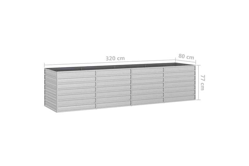 højbed 320x80x77 cm galvaniseret stål sølvfarvet - Sølv - Havemøbler - Øvrigt havetilbehør - Tilbehør udendørs - Havekrukker
