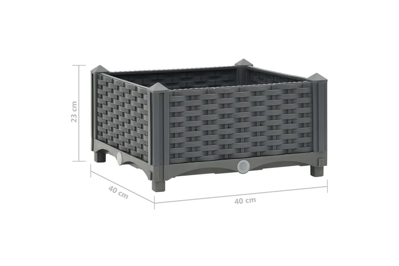 højbed 40x40x23 cm polypropylen - Grå - Havemøbler - Øvrigt havetilbehør - Tilbehør udendørs - Havekrukker