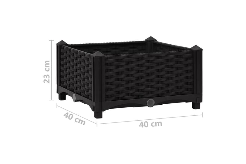 højbed 40x40x23 cm polypropylen - Sort - Havemøbler - Øvrigt havetilbehør - Tilbehør udendørs - Havekrukker