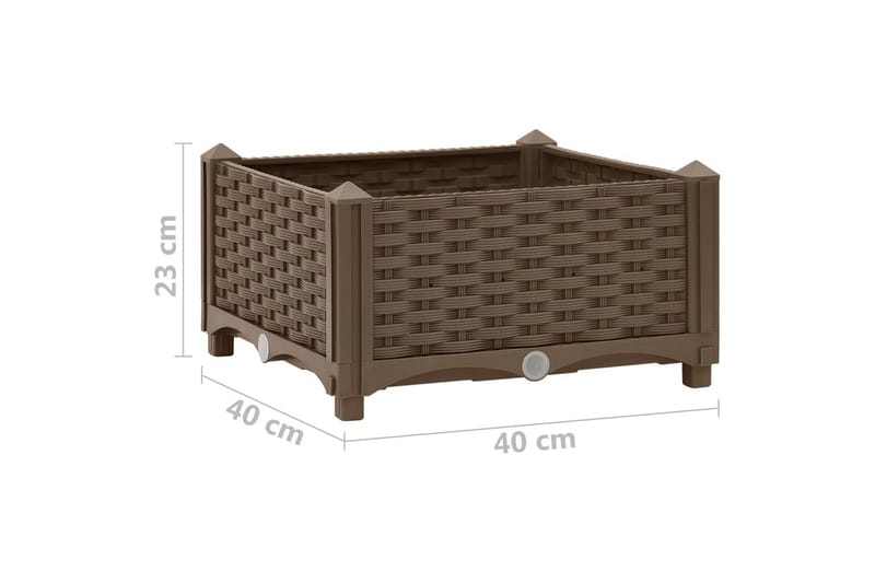 højbed 40x40x23 cm polypropylen - Brun - Havemøbler - Øvrigt havetilbehør - Tilbehør udendørs - Havekrukker