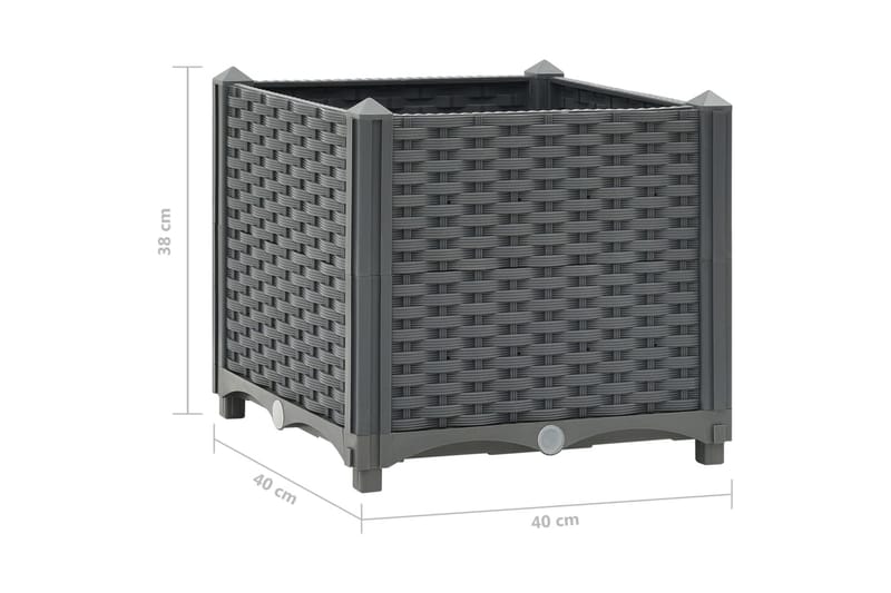 højbed 40x40x38 cm polypropylen - Grå - Havemøbler - Øvrigt havetilbehør - Tilbehør udendørs - Havekrukker