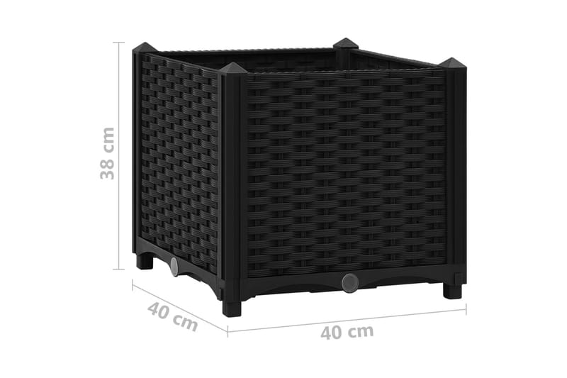 højbed 40x40x38 cm polypropylen - Sort - Havemøbler - Øvrigt havetilbehør - Tilbehør udendørs - Havekrukker