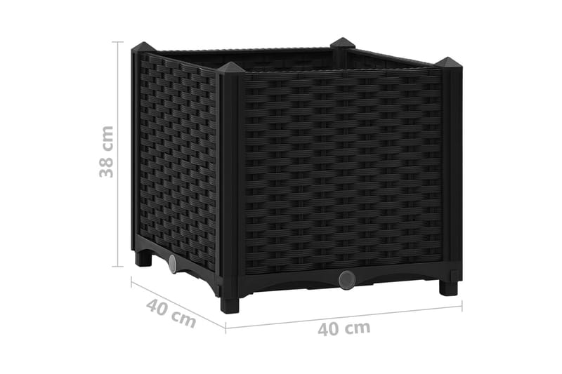 højbed 40x40x38 cm polypropylen - Sort - Blomsterkasser - Havekrukker