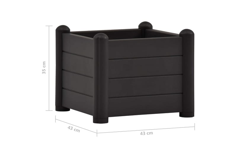 højbed 43x43x35 cm PP antracitgrå - Antracit - Havemøbler - Øvrigt havetilbehør - Tilbehør udendørs - Havekrukker