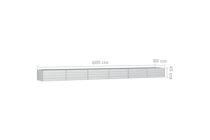 højbed 600x80x45 cm galvaniseret stål sølvfarvet - Sølv - Havemøbler - Øvrigt havetilbehør - Tilbehør udendørs - Havekrukker