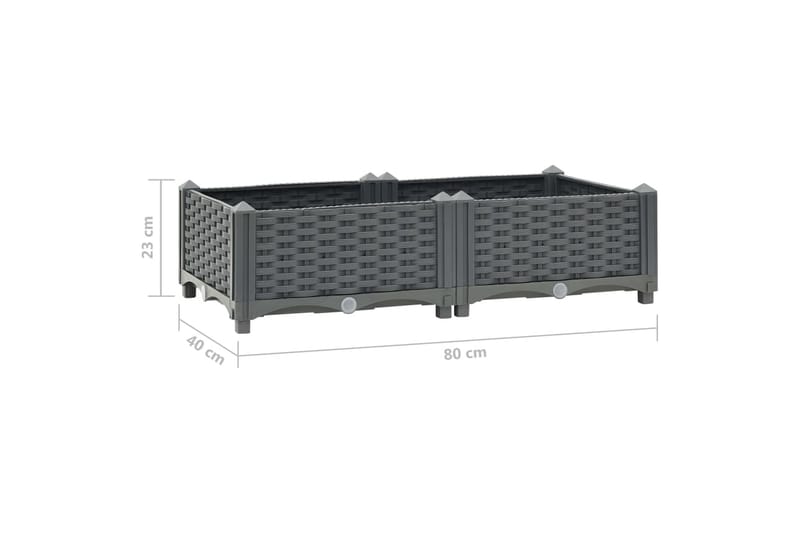 højbed 80x40x23 cm polypropylen - Grå - Havemøbler - Øvrigt havetilbehør - Tilbehør udendørs - Havekrukker