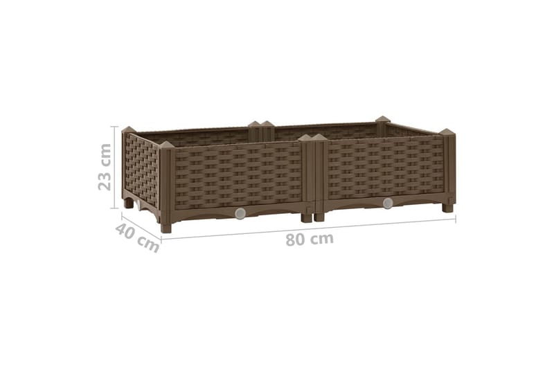 højbed 80x40x23 cm polypropylen - Brun - Havemøbler - Øvrigt havetilbehør - Tilbehør udendørs - Havekrukker
