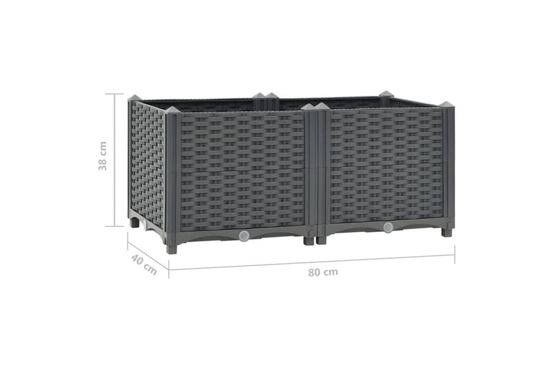 højbed 80x40x38 cm polypropylen - Grå - Havemøbler - Øvrigt havetilbehør - Tilbehør udendørs - Havekrukker