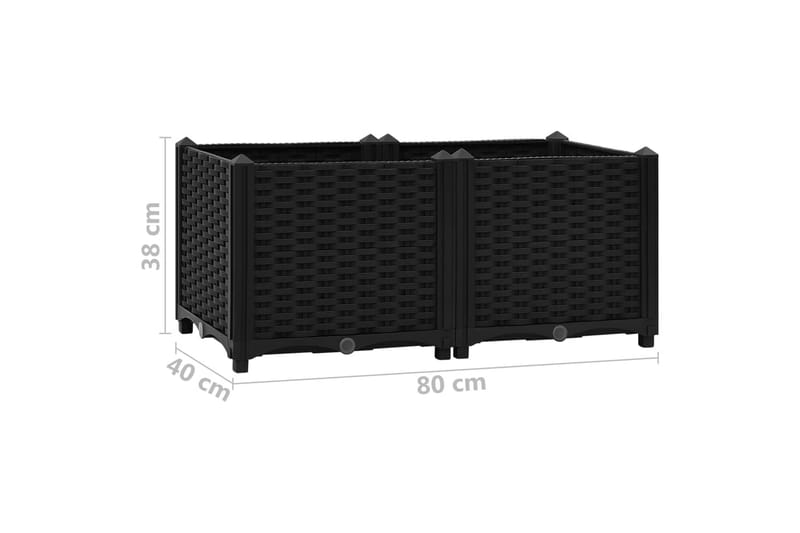 højbed 80x40x38 cm polypropylen - Sort - Havemøbler - Øvrigt havetilbehør - Tilbehør udendørs - Havekrukker